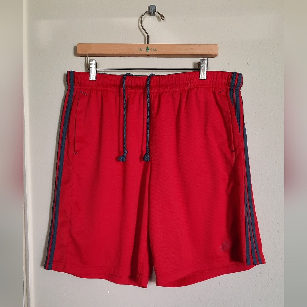 Adidas Red & Gray Men's Athletic Basketball Shorts Sporty Streetwear